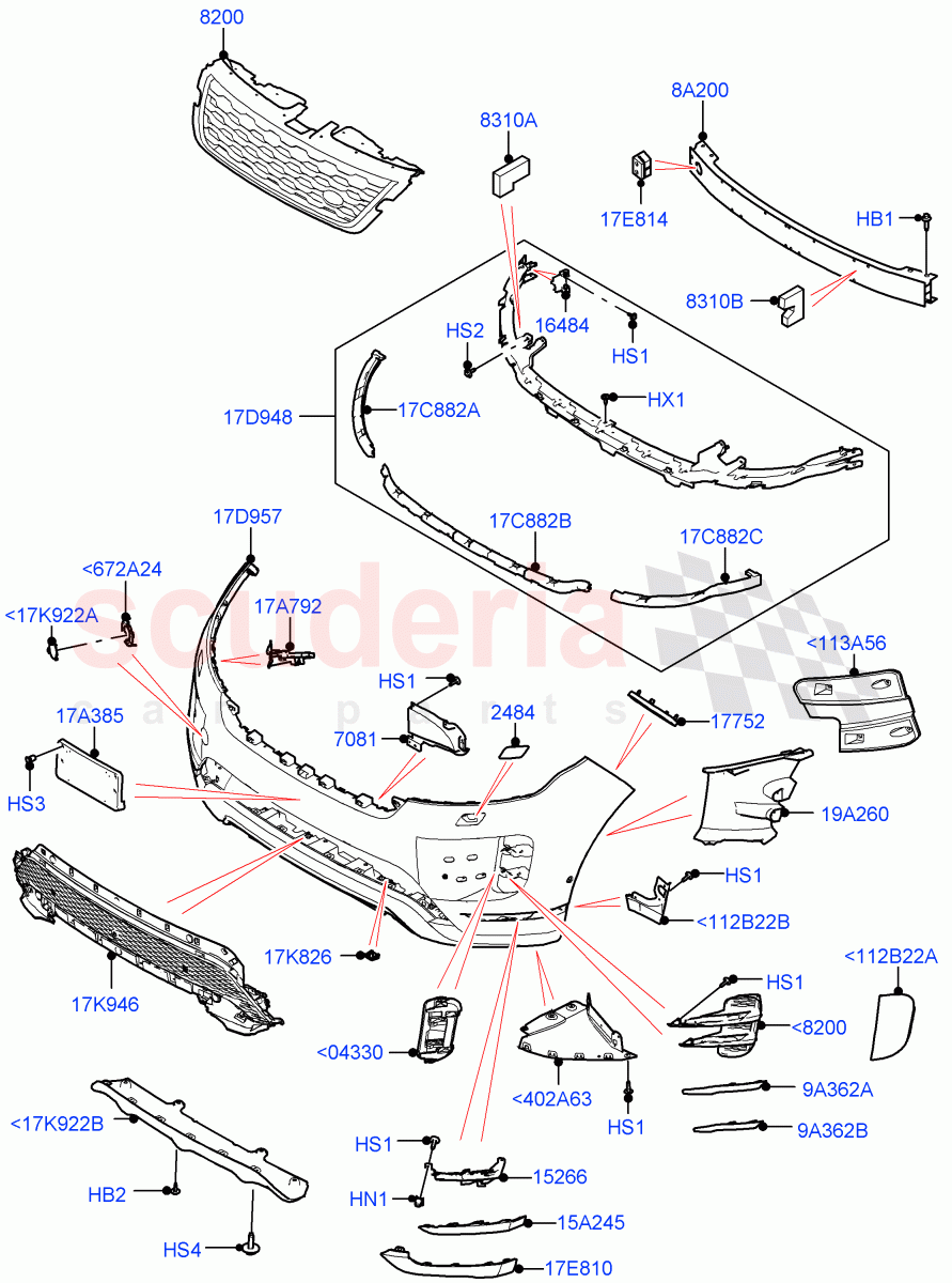 Radiator Grille And Front Bumper (Long Wheelbase, Changsu (China)) ((V) FROMMG575835) of Land Rover Land Rover Range Rover Evoque (2019+) [1.5 I3 Turbo Petrol AJ20P3]