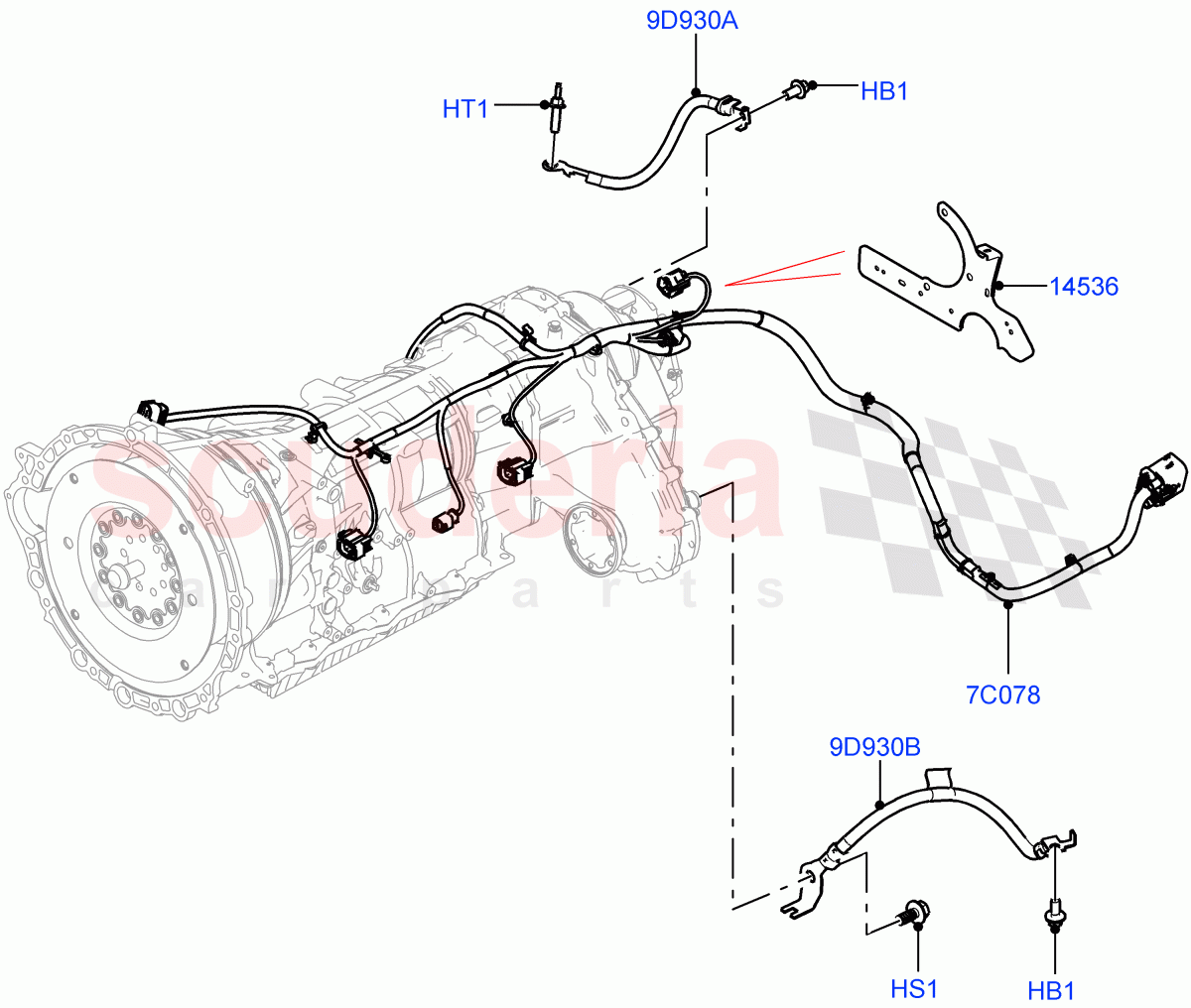 Transmission Harness (Nitra Plant Build) ((V) FROMK2000001, (V) TOL2999999) of Land Rover Land Rover Discovery 5 (2017+) [2.0 Turbo Petrol AJ200P]