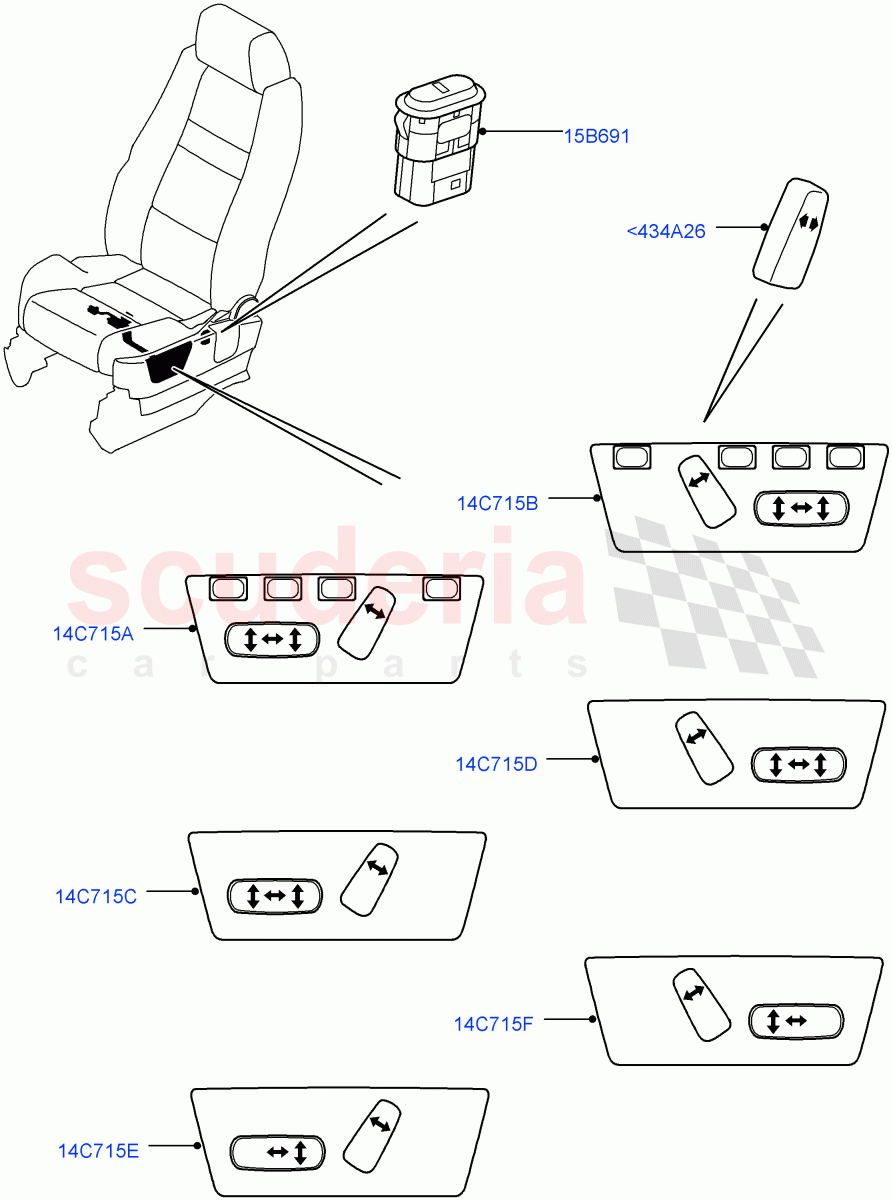 Switches (Seats) ((V) TO9A999999) of Land Rover Land Rover Range Rover Sport (2005-2009) [4.4 AJ Petrol V8]