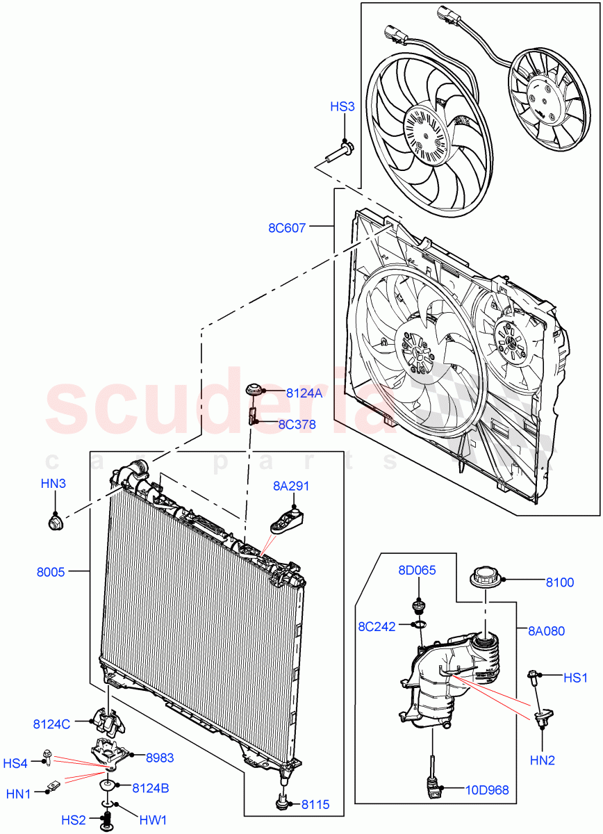 Radiator/Coolant Overflow Container (Solihull Plant Build) (2.0L AJ200P Hi PHEV, 2.0L I4 High DOHC AJ200 Petrol) ((V) FROMJA000001) of Land Rover Land Rover Range Rover (2012-2021) [2.0 Turbo Petrol AJ200P]