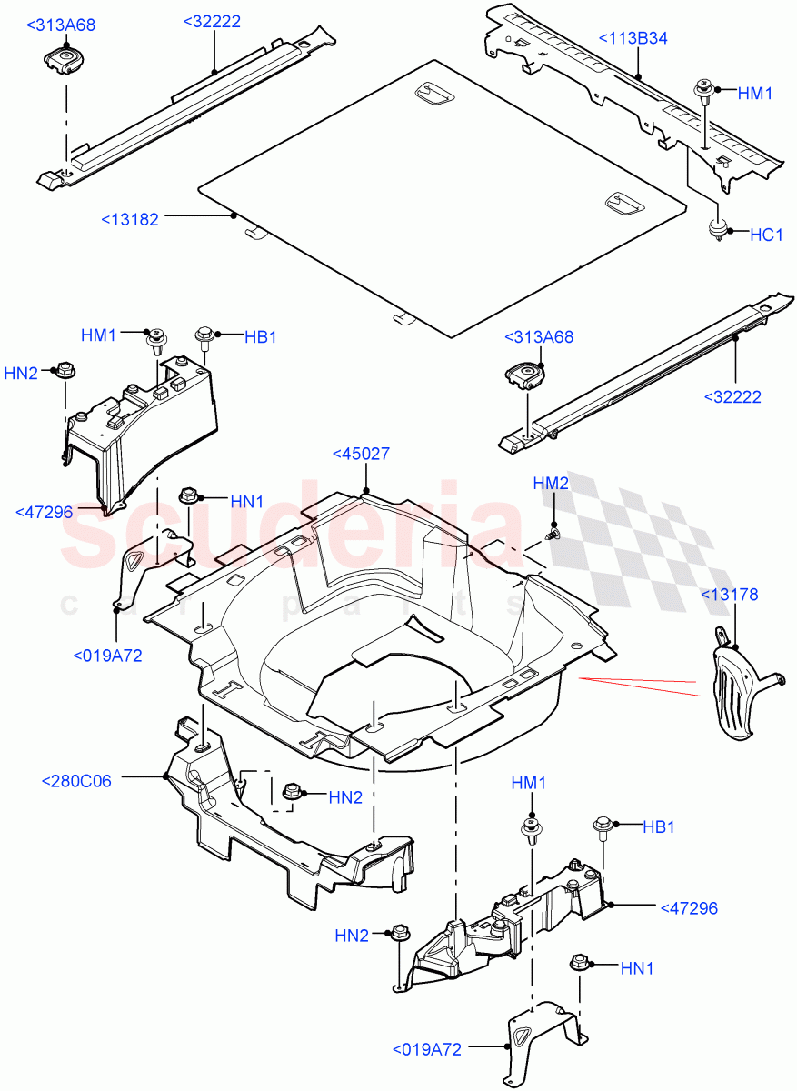 Load Compartment Trim (Floor) (With 5 Seat Configuration, Flex Fuel - E100, Diesel/Electric - Hybrid, With Diesel Fuel Capability, For Unleaded Fuel) of Land Rover Land Rover Range Rover Sport (2014+) [5.0 OHC SGDI SC V8 Petrol]