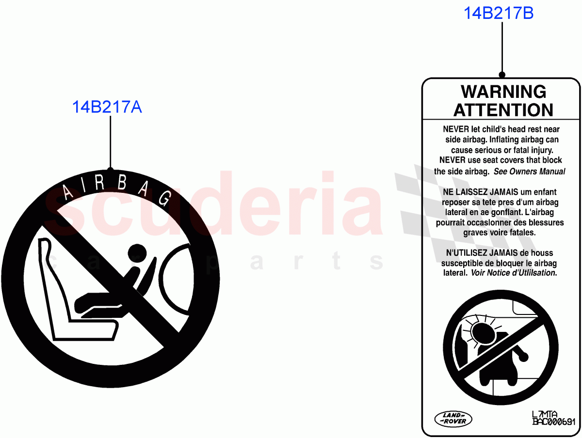 Labels (Air Bag) (Itatiaia (Brazil)) ((V) FROMGT000001) of Land Rover Land Rover Range Rover Evoque (2012-2018) [2.2 Single Turbo Diesel]
