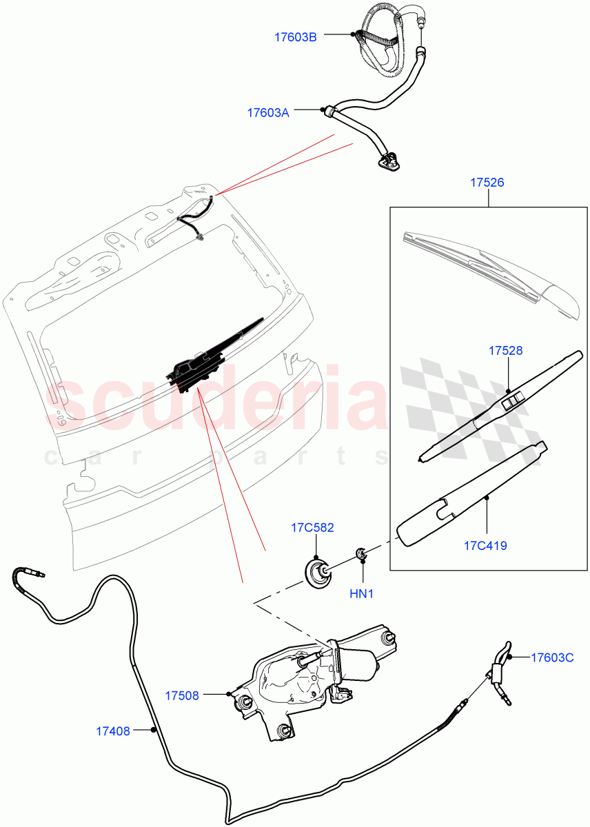 Rear Window Wiper And Washer (Changsu (China)) ((V) FROMFG000001) of Land Rover Land Rover Discovery Sport (2015+) [2.0 Turbo Petrol AJ200P]