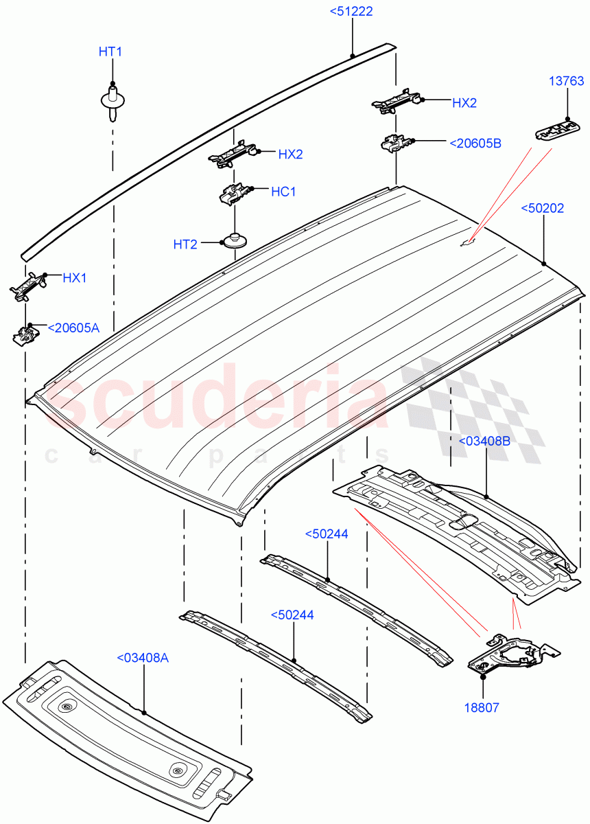 Roof - Sheet Metal (Less Panorama Roof, Halewood (UK)) of Land Rover Land Rover Discovery Sport (2015+) [2.0 Turbo Petrol AJ200P]