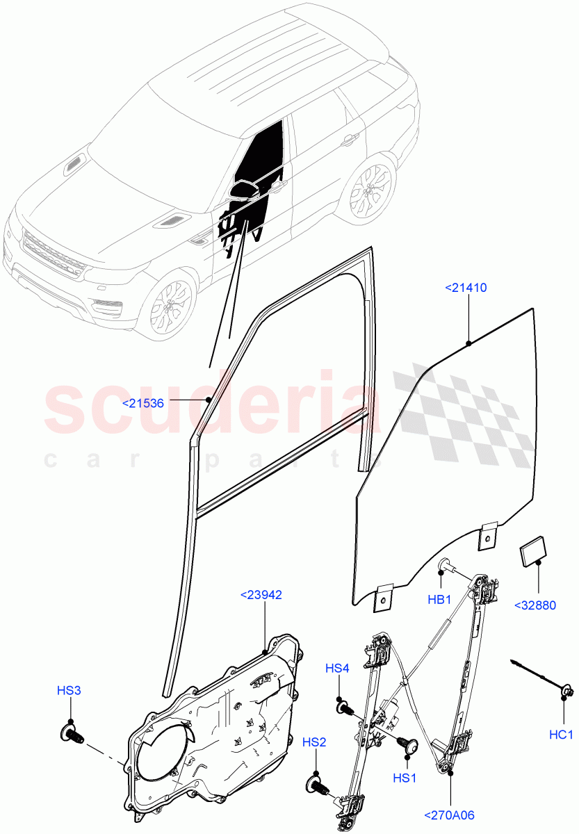 Front Door Glass & Window Controls of Land Rover Land Rover Range Rover Sport (2014+) [3.0 DOHC GDI SC V6 Petrol]