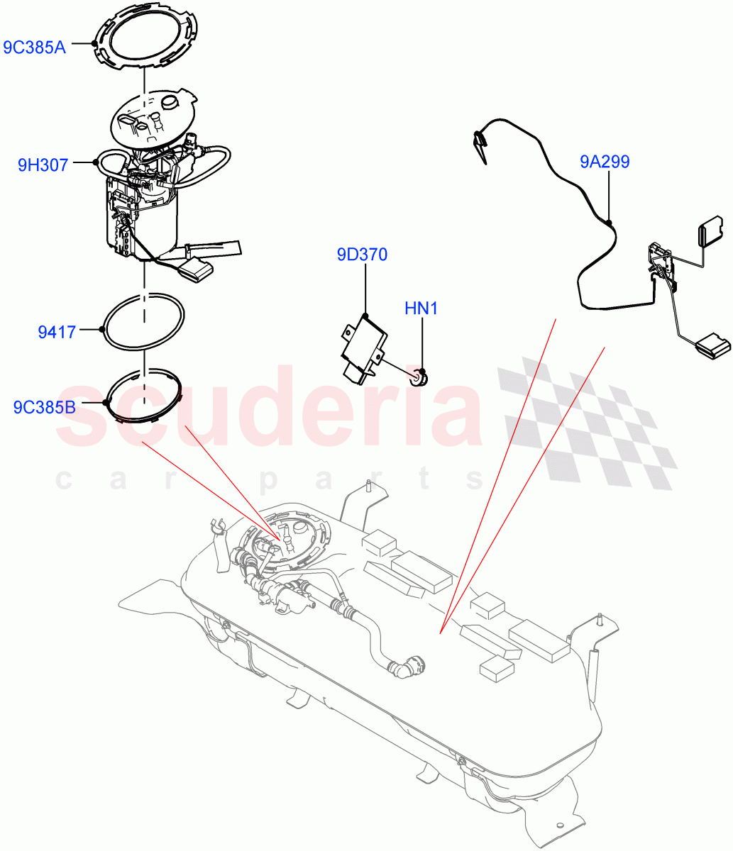 Fuel Pump And Sender Unit (1.5L AJ20P3 Petrol High PHEV, Halewood (UK)) ((V) FROMLH000001) of Land Rover Land Rover Range Rover Evoque (2019+) [1.5 I3 Turbo Petrol AJ20P3]