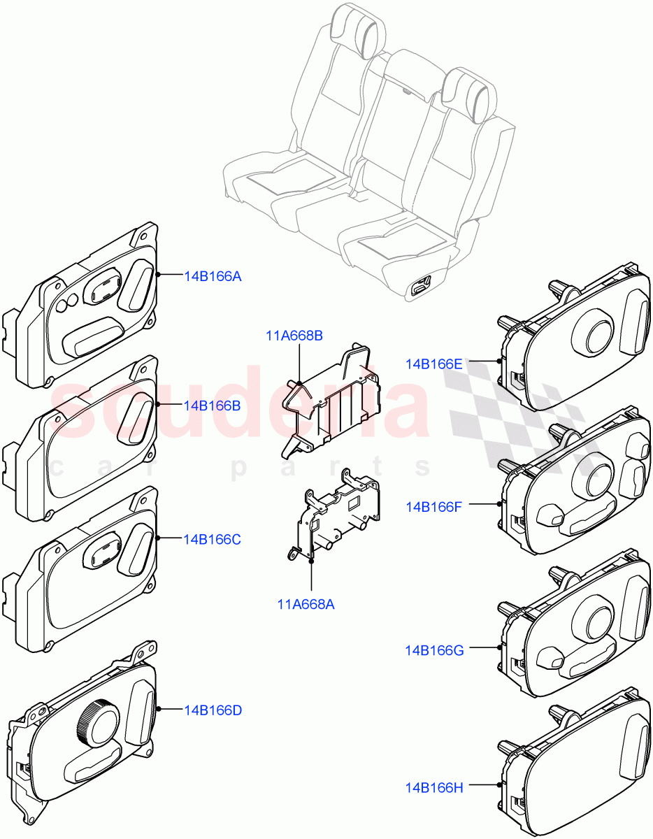 Switches (Rear Seat) ((V) TOHA999999) of Land Rover Land Rover Range Rover (2012-2021) [5.0 OHC SGDI NA V8 Petrol]
