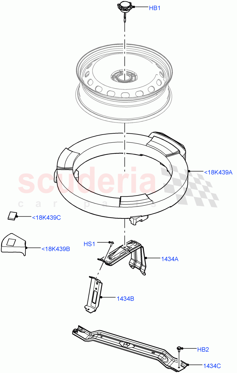 Spare Wheel Carrier (Less Electric Engine Battery, Electric Engine Battery-MHEV) ((V) FROMMA000001) of Land Rover Land Rover Range Rover Velar (2017+) [3.0 I6 Turbo Diesel AJ20D6]