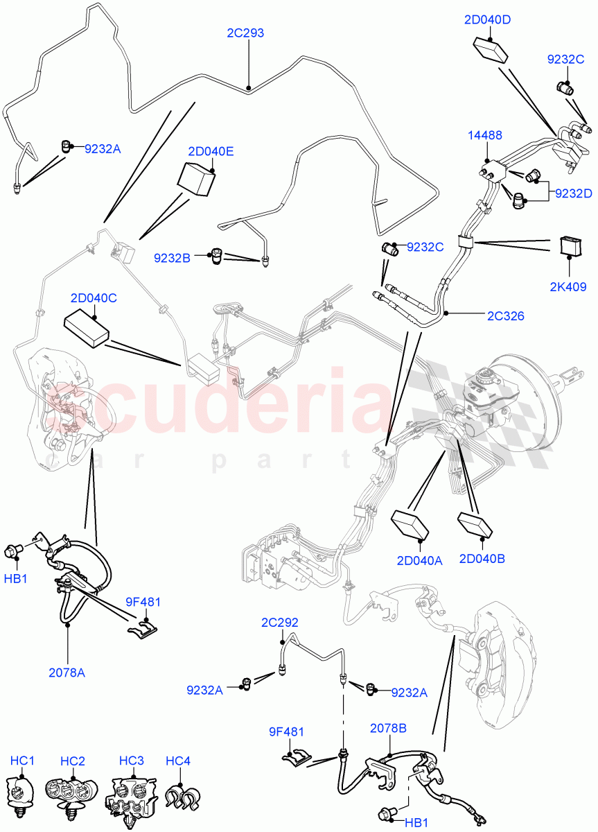 Front Brake Pipes (With Petrol Engines, LHD) of Land Rover Land Rover Range Rover (2012-2021) [3.0 Diesel 24V DOHC TC]