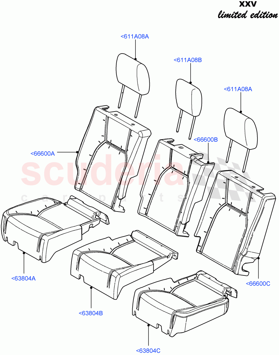 Rear Seat Covers (XXV Anniversary LE, With 35/30/35 Split Fold Rear Seat) ((V) FROMEA000001) of Land Rover Land Rover Discovery 4 (2010-2016) [3.0 Diesel 24V DOHC TC]