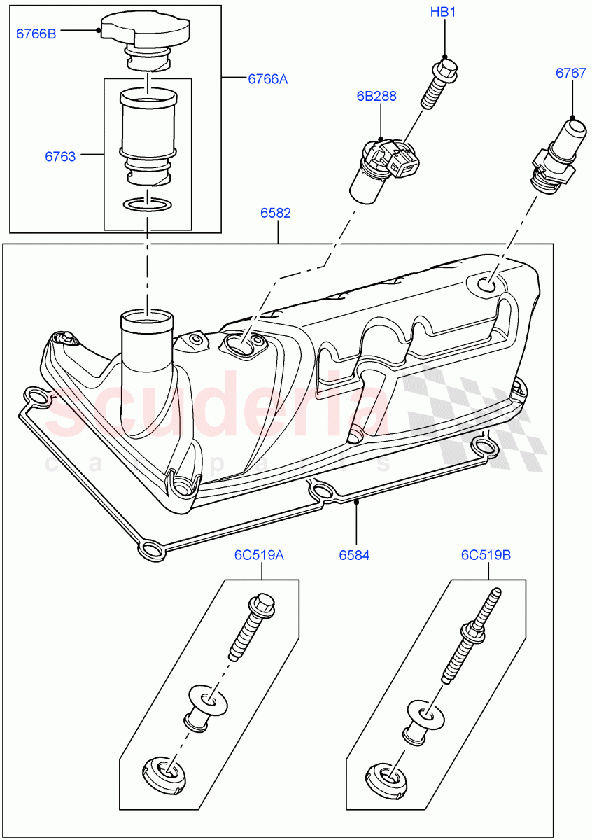 Cylinder Head Cover (Cologne V6 4.0 EFI (SOHC)) ((V) FROMAA000001) of Land Rover Land Rover Discovery 4 (2010-2016) [4.0 Petrol V6]