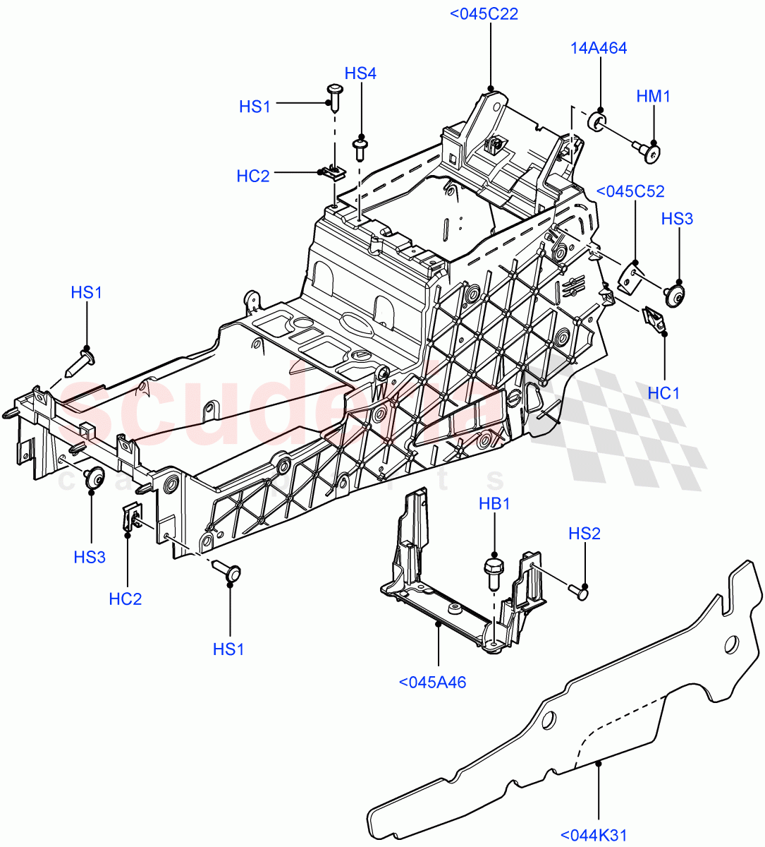 Console - Floor (Internal Components, For Carrier Assy) ((V) FROMAA000001) of Land Rover Land Rover Range Rover (2010-2012) [4.4 DOHC Diesel V8 DITC]