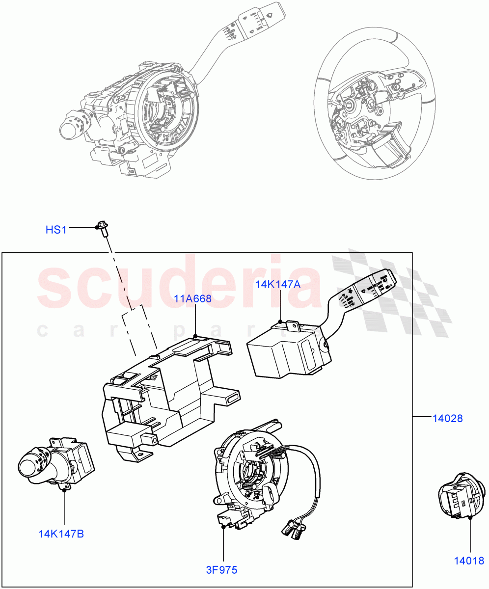 Switches (Nitra Plant Build, Steering Column) ((V) FROMK2000001) of Land Rover Land Rover Discovery 5 (2017+) [3.0 Diesel 24V DOHC TC]
