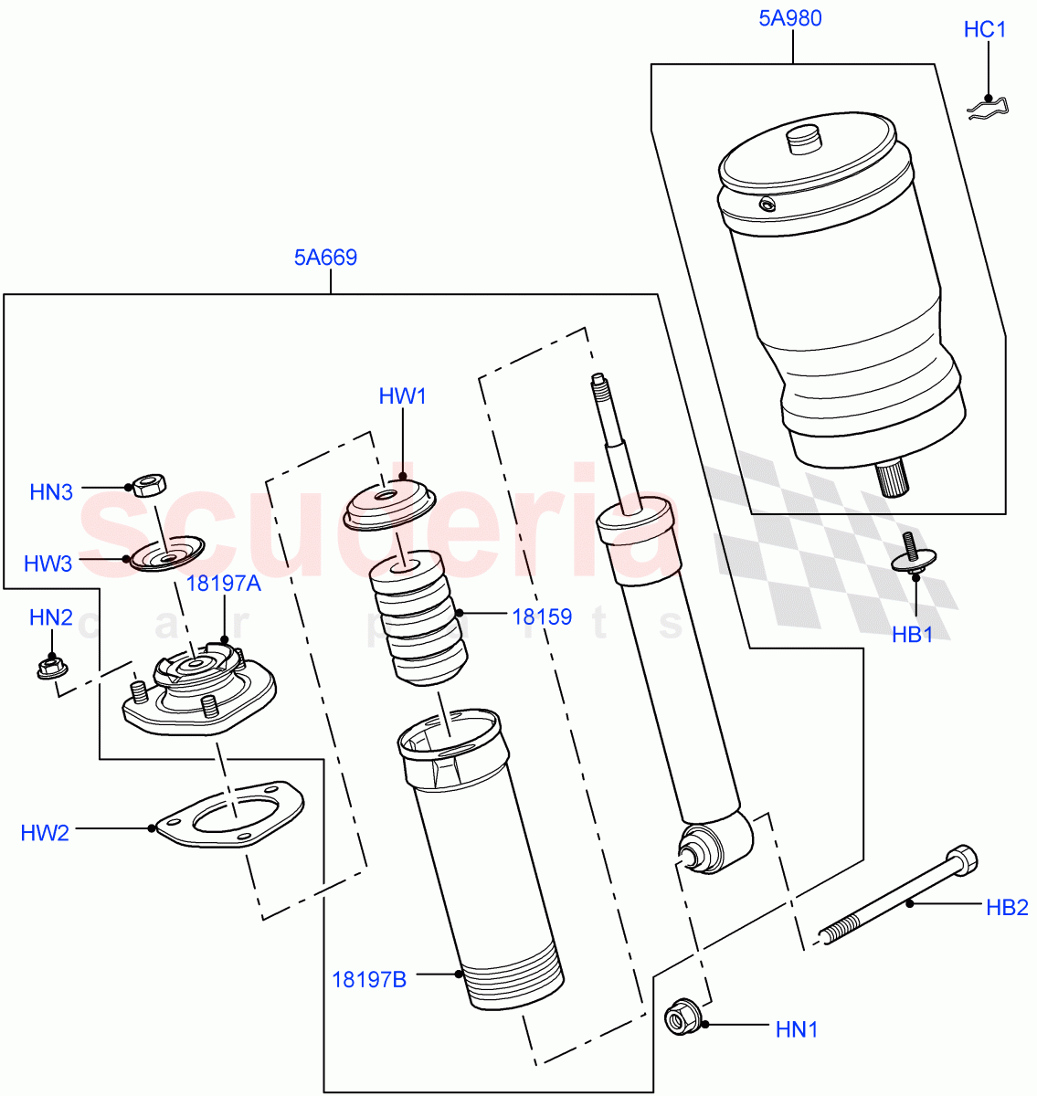 Rear Springs And Shock Absorbers (Less Adaptive Damping) ((V) FROMAA000001) of Land Rover Land Rover Range Rover (2010-2012) [5.0 OHC SGDI SC V8 Petrol]