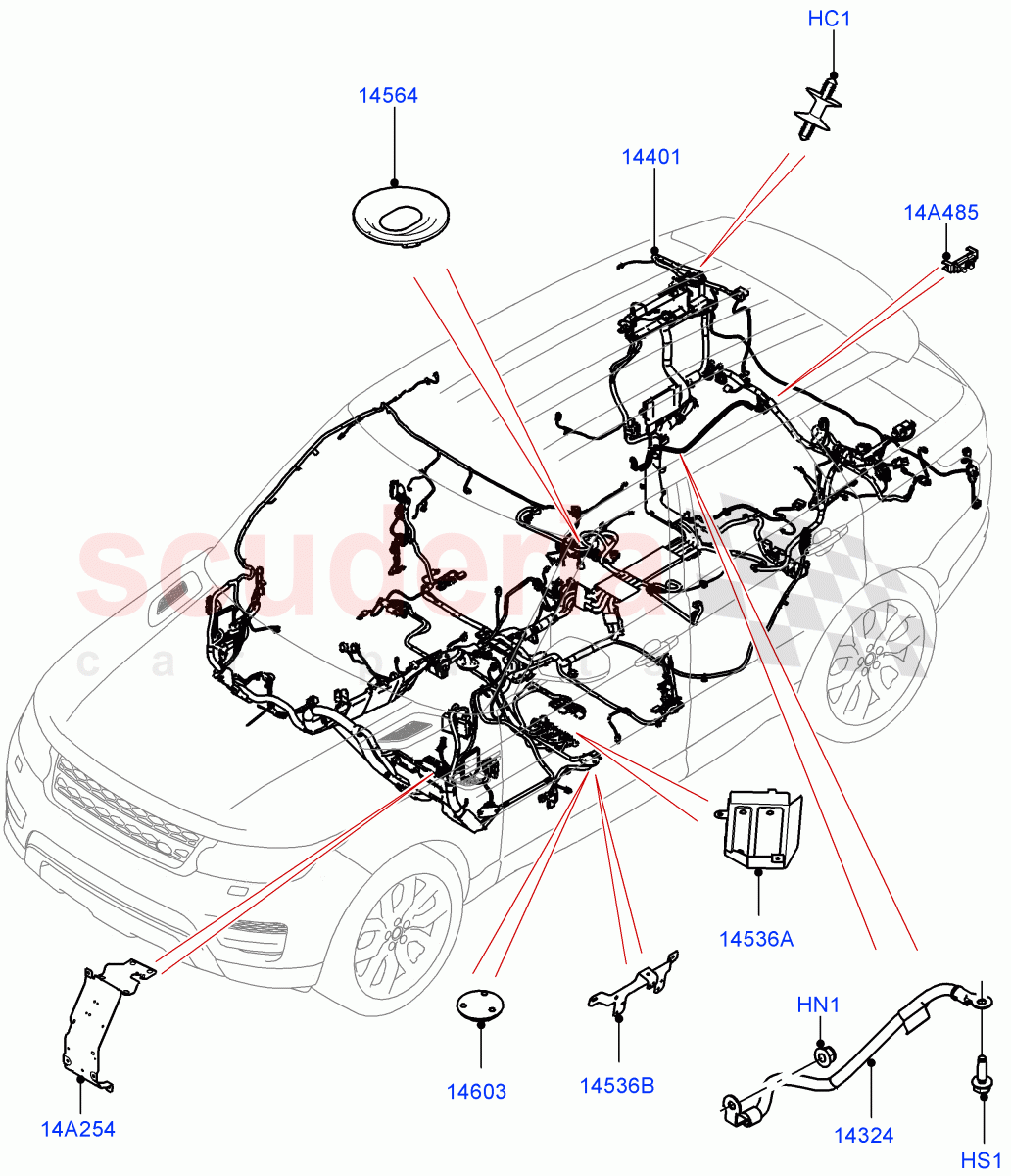 Electrical Wiring - Engine And Dash (Main Harness) ((V) FROMFA000001, (V) TOFA999999) of Land Rover Land Rover Range Rover Sport (2014+) [3.0 Diesel 24V DOHC TC]