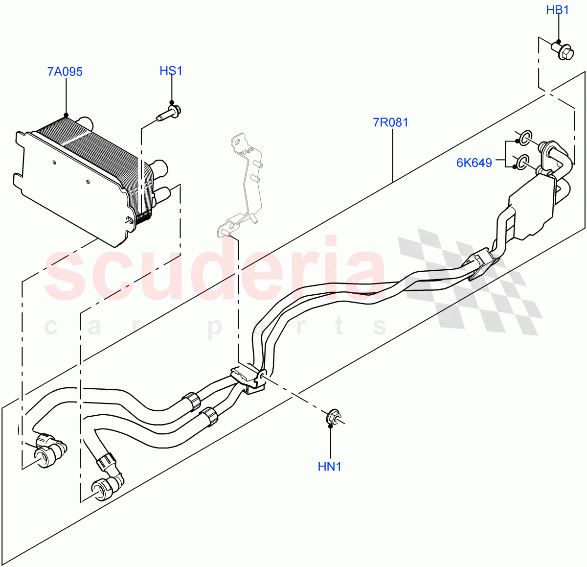 Transmission Cooling Systems (Solihull Plant Build) (3.0 V6 D Low MT ROW, 8 Speed Auto Trans ZF 8HP70 4WD, 3.0L 24V V6 Turbo Diesel Std Flow, 3.0 V6 D Gen2 Twin Turbo, 3.0L 24V DOHC V6 TC Diesel, 3.0 V6 D Gen2 Mono Turbo) ((V) FROMAA000001) of Land Rover Land Rover Discovery 5 (2017+) [3.0 I6 Turbo Diesel AJ20D6]
