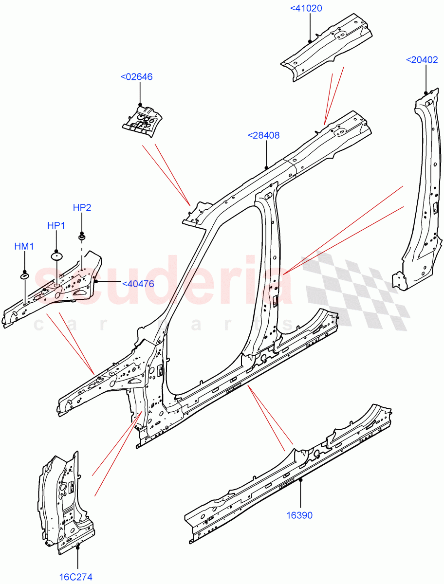 Side Panels - Inner (Nitra Plant Build, Middle - Front) ((V) FROMK2000001) of Land Rover Land Rover Discovery 5 (2017+) [2.0 Turbo Petrol AJ200P]