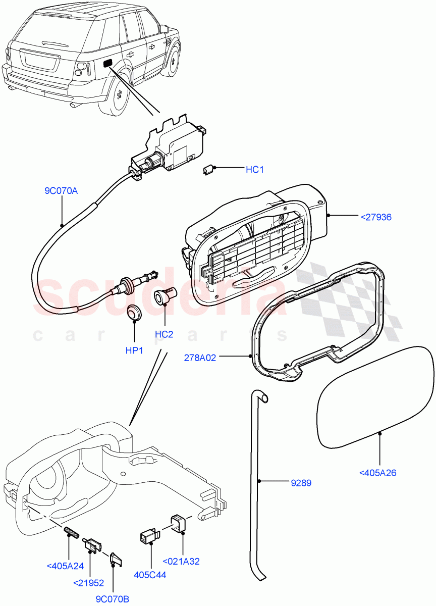 Fuel Tank Filler Door And Controls ((V) FROMAA000001) of Land Rover Land Rover Range Rover Sport (2010-2013) [3.6 V8 32V DOHC EFI Diesel]