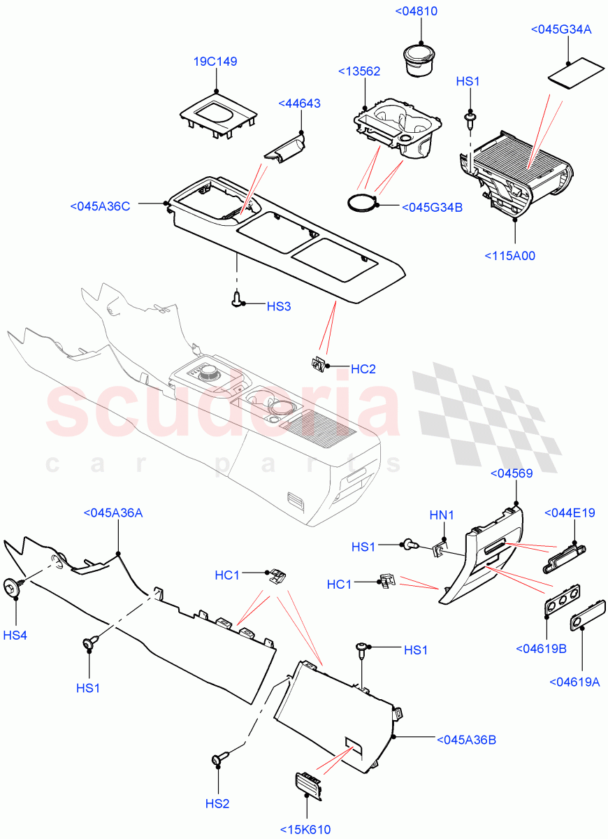 Console - Floor (External Components) (Halewood (UK), Low Line Cubby Box) ((V) TOKH999999) of Land Rover Land Rover Discovery Sport (2015+) [2.0 Turbo Petrol AJ200P]