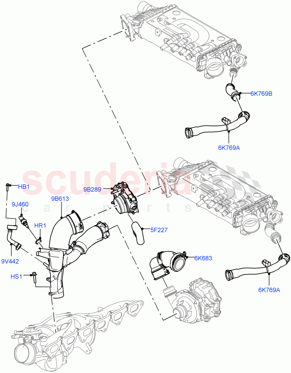 Intercooler/Air Ducts And Hoses (Air Ducts And Hoses) (3.0L AJ20P6 Petrol High) ((V) FROMKA000001) of Land Rover Land Rover Range Rover Sport (2014+) [3.0 I6 Turbo Petrol AJ20P6]
