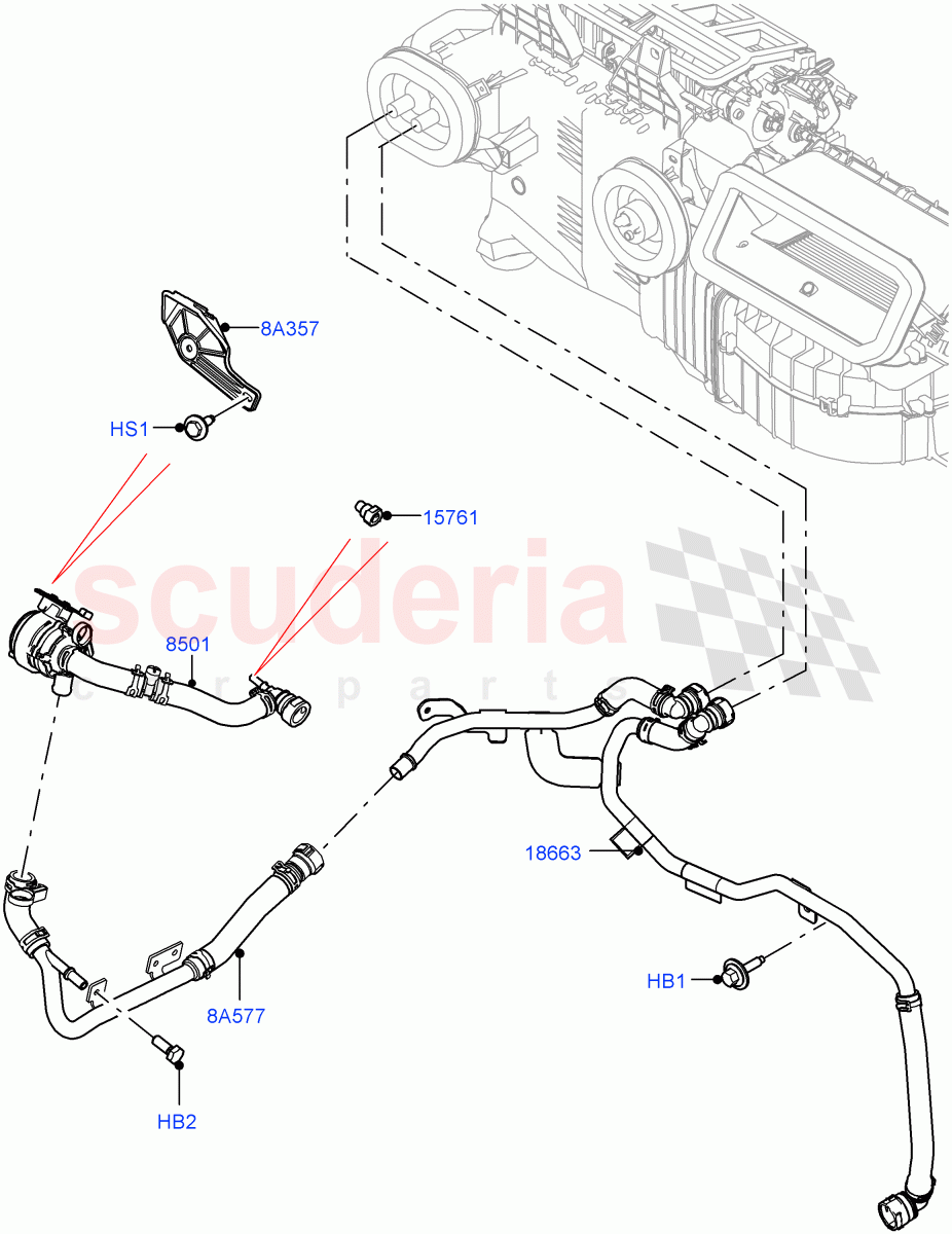 Heater Hoses (3.0L AJ20D6 Diesel High, With Ptc Heater, 3 Zone Air Conditioning + Chiller, Less Heater, Pre-Condition w/oFuel Operated Heat, With Air Conditioning - Front/Rear, With Front Comfort Air Con (IHKA)) ((V) FROMM2000001) of Land Rover Land Rover Defender (2020+) [2.0 Turbo Petrol AJ200P]