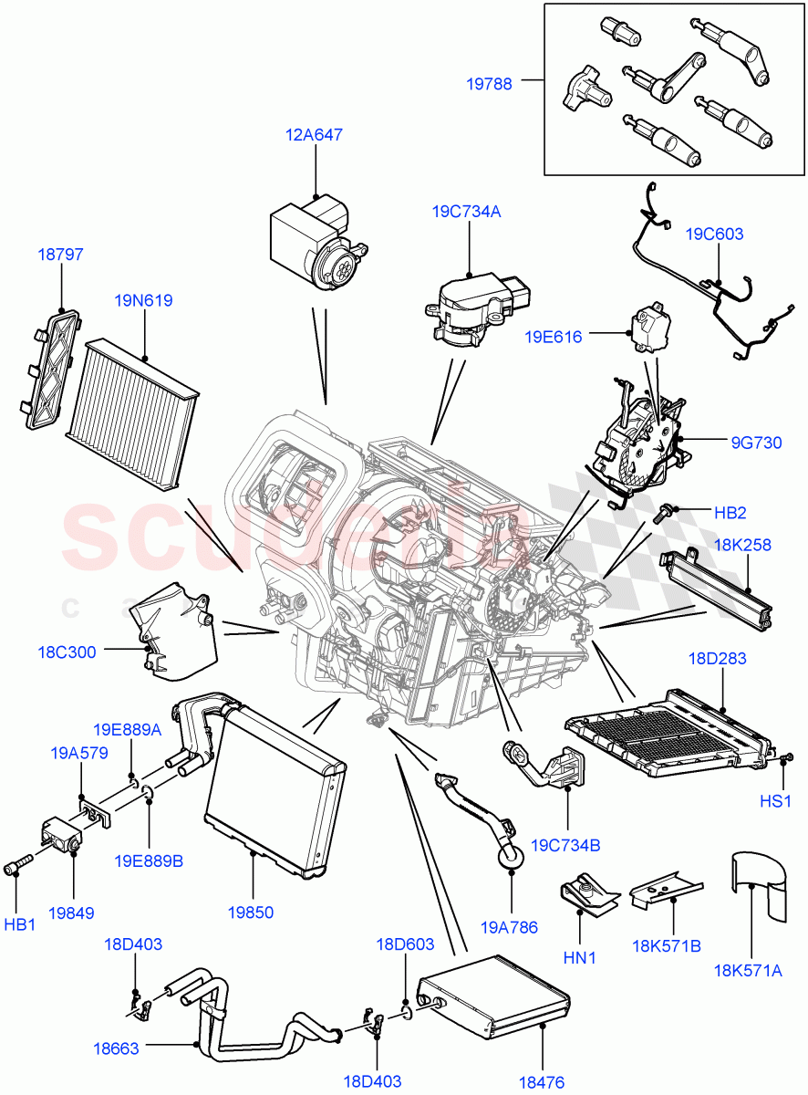 Heater/Air Cond.Internal Components (Itatiaia (Brazil)) ((V) FROMGT000001) of Land Rover Land Rover Range Rover Evoque (2012-2018) [2.0 Turbo Petrol GTDI]