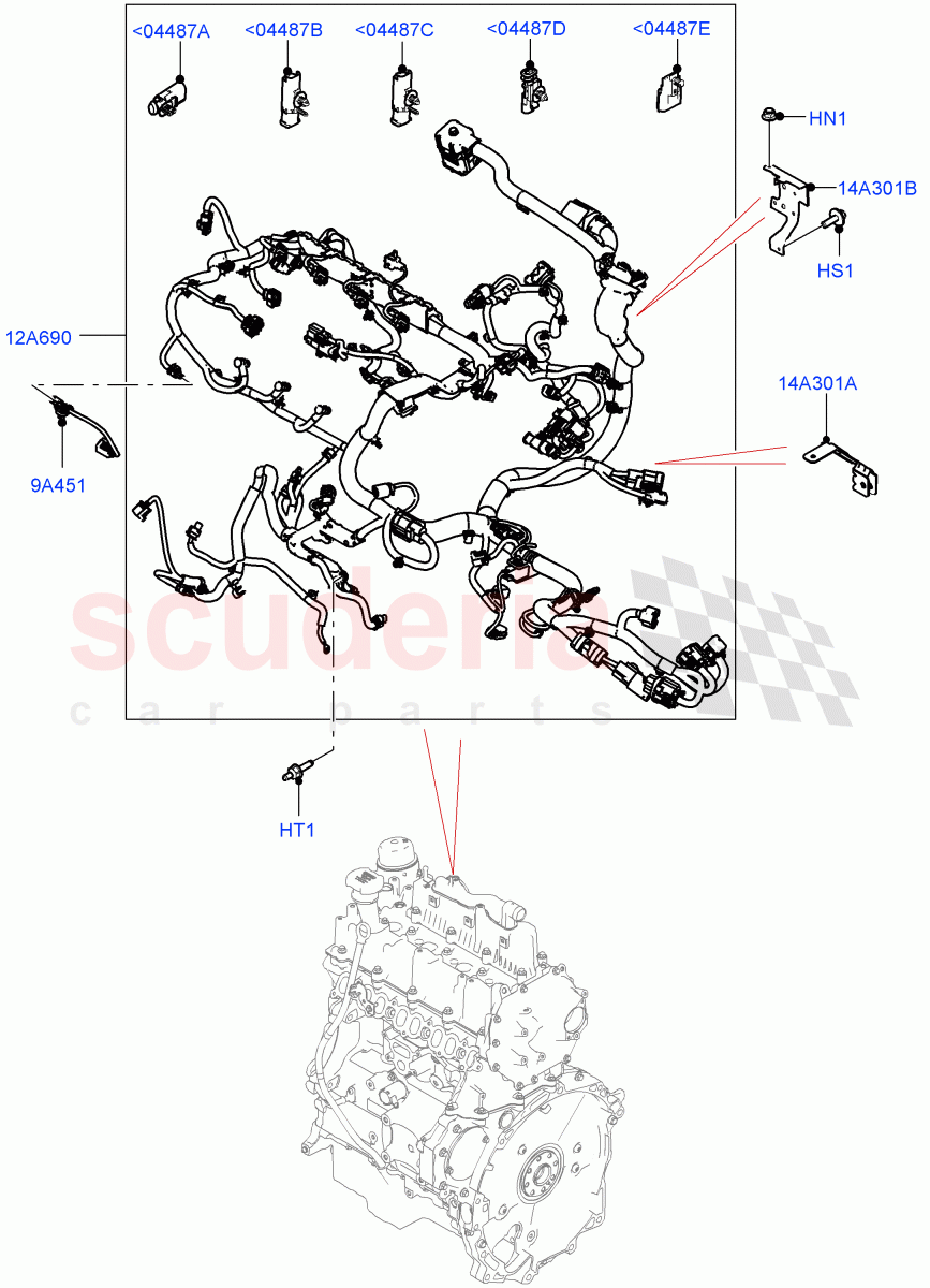 Electrical Wiring - Engine And Dash (Engine) (2.0L I4 DSL MID DOHC AJ200, Halewood (UK), 2.0L I4 DSL HIGH DOHC AJ200) ((V) FROMJH000001) of Land Rover Land Rover Range Rover Evoque (2012-2018) [2.0 Turbo Petrol AJ200P]