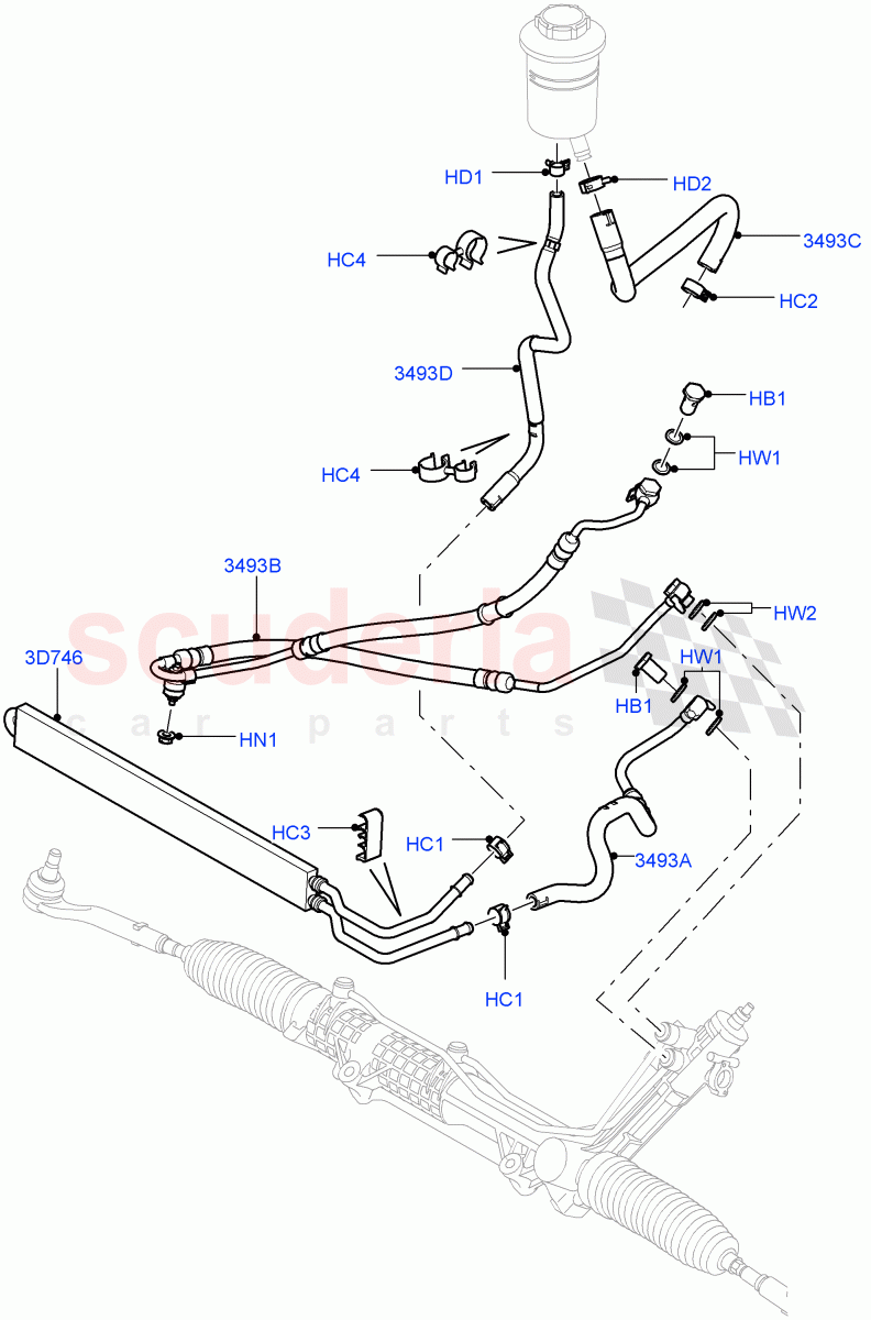 Supply & Return Hoses - Power Strg (5.0L OHC SGDI NA V8 Petrol - AJ133, 5.0L OHC SGDI SC V8 Petrol - AJ133) ((V) FROMAA000001) of Land Rover Land Rover Range Rover (2010-2012) [3.6 V8 32V DOHC EFI Diesel]