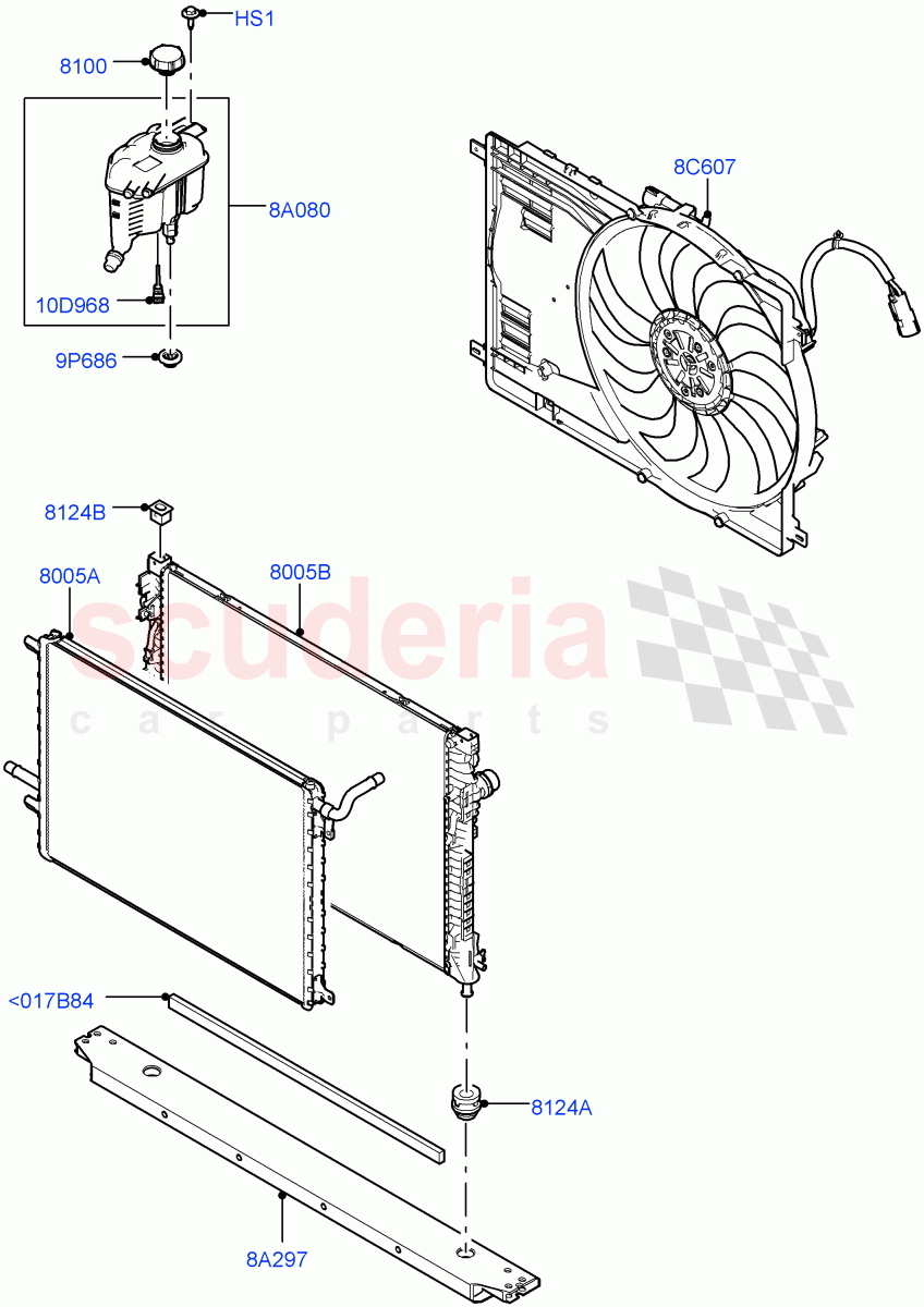 Radiator/Coolant Overflow Container (9 Speed Auto Trans 9HP50, Changsu (China)) of Land Rover Land Rover Range Rover Evoque (2019+) [2.0 Turbo Petrol AJ200P]