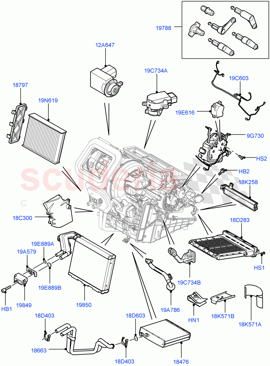 Heater/Air Cond.Internal Components (Halewood (UK)) of Land Rover Land Rover Range Rover Evoque (2012-2018) [2.0 Turbo Petrol AJ200P]