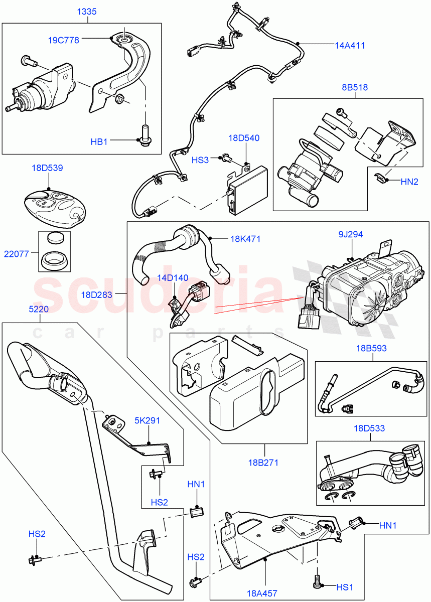 Auxiliary Fuel Fired Pre-Heater (Page A) (Halewood (UK), With Fuel Fired Heater, Fuel Heater W/Pk Heat With Remote, Fuel Fired Heater With Park Heat) of Land Rover Land Rover Range Rover Evoque (2012-2018) [2.0 Turbo Petrol AJ200P]