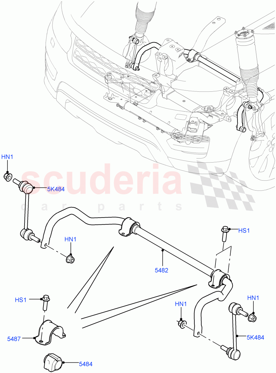 Front Cross Member & Stabilizer Bar (Conventional Stabilizer Bar) (Less ACE Suspension) ((V) TOJA999999) of Land Rover Land Rover Range Rover Sport (2014+) [3.0 DOHC GDI SC V6 Petrol]