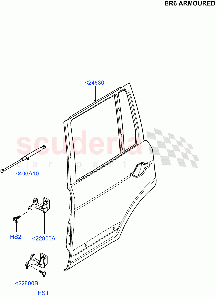 Rear Doors, Hinges & Weatherstrips (With B6 Level Armouring) ((V) FROMAA000001) of Land Rover Land Rover Range Rover (2010-2012) [4.4 DOHC Diesel V8 DITC]