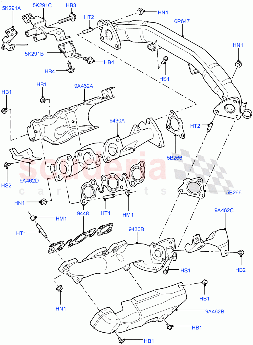 Exhaust Manifold (3.0 V6 Diesel) ((V) FROMAA000001) of Land Rover Land Rover Range Rover Sport (2010-2013) [3.0 Diesel 24V DOHC TC]