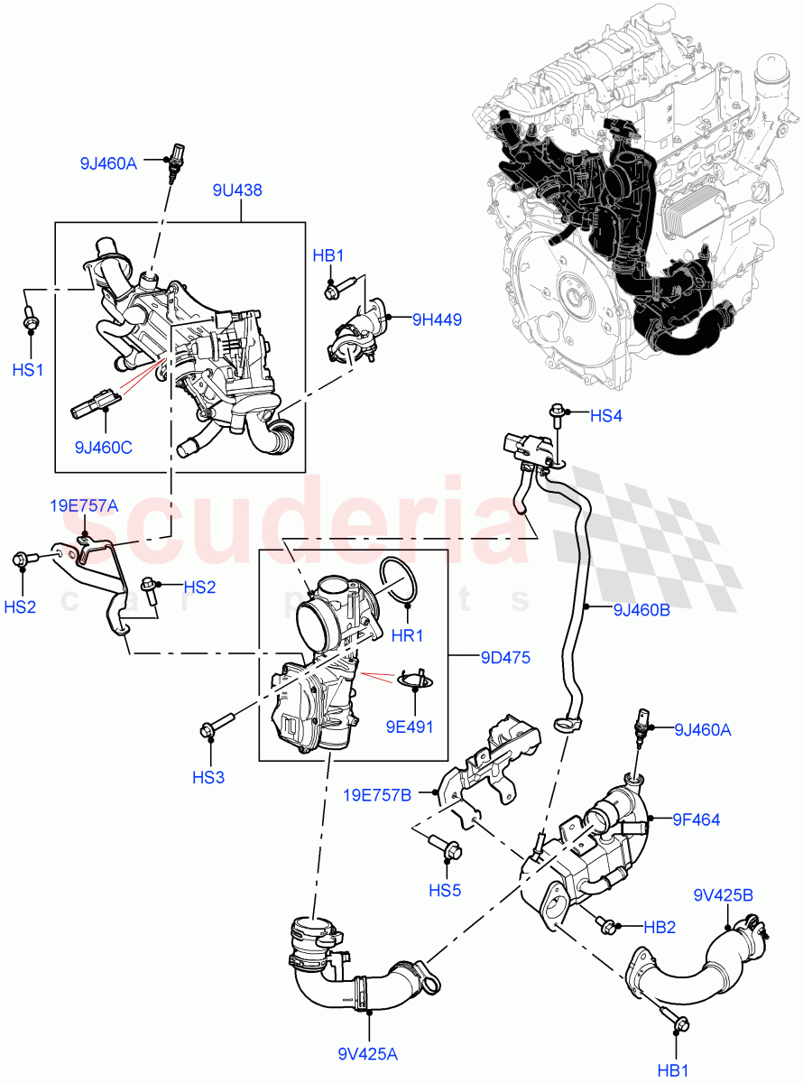 Exhaust Gas Recirculation (2.0L AJ21D4 Diesel Mid, Halewood (UK)) ((V) FROMMH000001) of Land Rover Land Rover Discovery Sport (2015+) [2.0 Turbo Diesel AJ21D4]