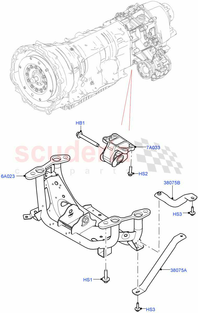 Transmission Mounting (Nitra Plant Build) (3.0L AJ20D6 Diesel High) ((V) FROMM2000001) of Land Rover Land Rover Discovery 5 (2017+) [2.0 Turbo Petrol AJ200P]