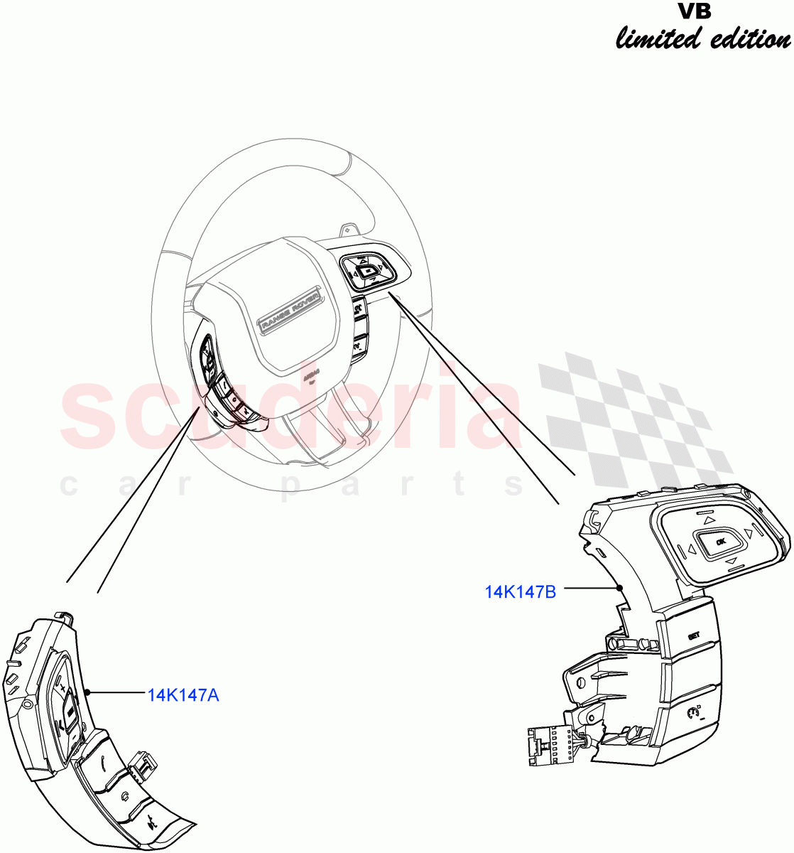 Switches (Steering Wheel) (Victoria Beckham Limited Edition, Halewood (UK)) of Land Rover Land Rover Range Rover Evoque (2012-2018) [2.2 Single Turbo Diesel]