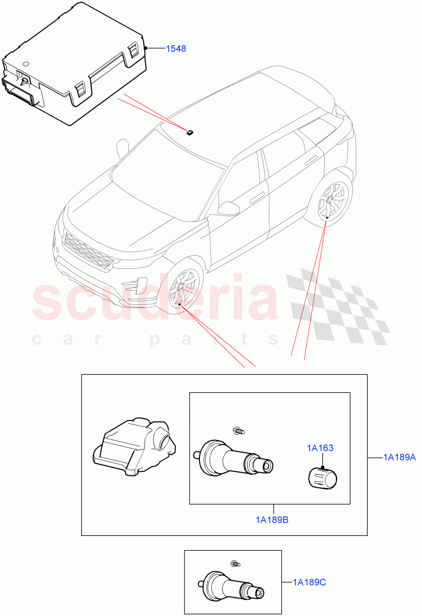 Tyre Pressure Monitor System (Changsu (China), With Tyre Pressure Sensors) ((V) FROMMG576381) of Land Rover Land Rover Range Rover Evoque (2019+) [2.0 Turbo Diesel AJ21D4]