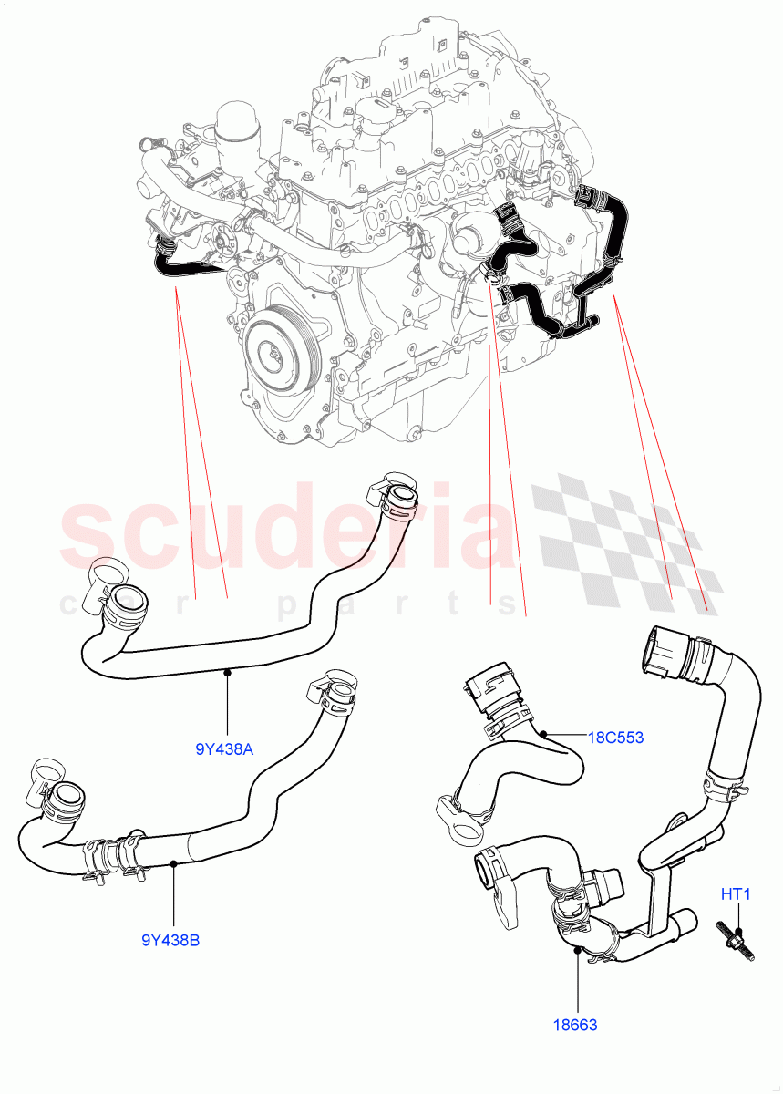 EGR Cooling System (Solihull Plant Build) (2.0L I4 DSL MID DOHC AJ200, Stage V Plus DPF, 2.0L I4 DSL HIGH DOHC AJ200, EU6 + DPF Emissions) ((V) FROMHA000001, (V) TOJA999999) of Land Rover Land Rover Range Rover Sport (2014+) [2.0 Turbo Diesel]