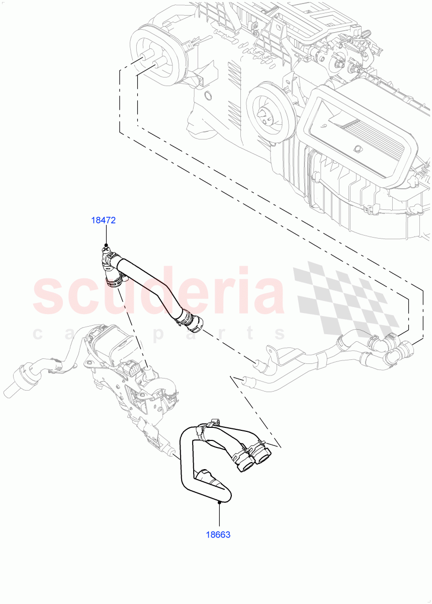 Heater Hoses (Front) (4.4L DOHC DITC V8 Diesel, With Fuel Fired Heater) ((V) FROMJA000001, (V) TOJA999999) of Land Rover Land Rover Range Rover (2012-2021) [2.0 Turbo Petrol GTDI]