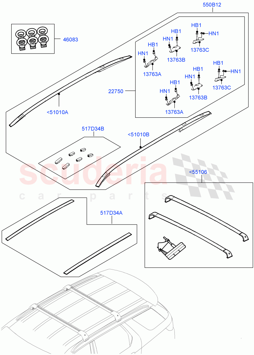 Roof Rails & Crossbars (Accessory) (Halewood (UK), Itatiaia (Brazil)) of Land Rover Land Rover Discovery Sport (2015+) [2.0 Turbo Diesel]