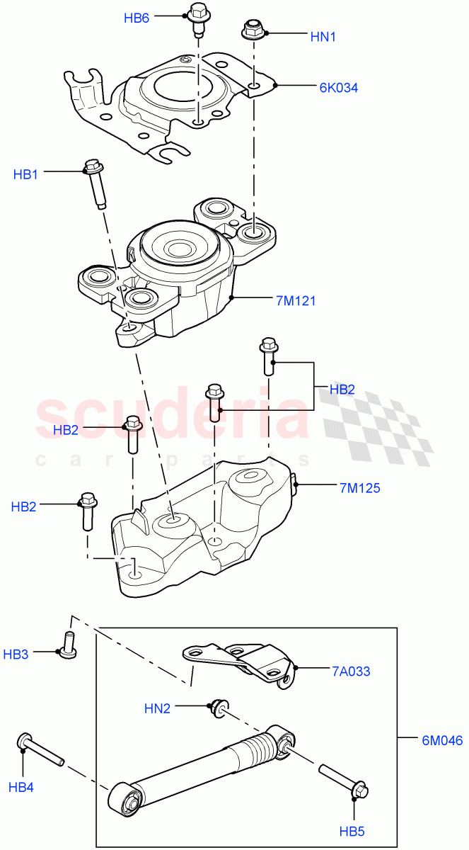 Transmission Mounting (2.0L 16V TIVCT T/C 240PS Petrol, 9 Speed Auto AWD, Halewood (UK), 2.0L 16V TIVCT T/C Gen2 Petrol) ((V) FROMEH000001) of Land Rover Land Rover Range Rover Evoque (2012-2018) [2.2 Single Turbo Diesel]