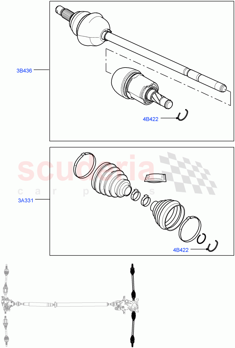 Drive Shaft - Rear Axle Drive (6 Speed Auto AWF21 AWD, Halewood (UK), 6 Speed Manual Trans M66 - AWD, 9 Speed Auto AWD) of Land Rover Land Rover Range Rover Evoque (2012-2018) [2.0 Turbo Petrol AJ200P]
