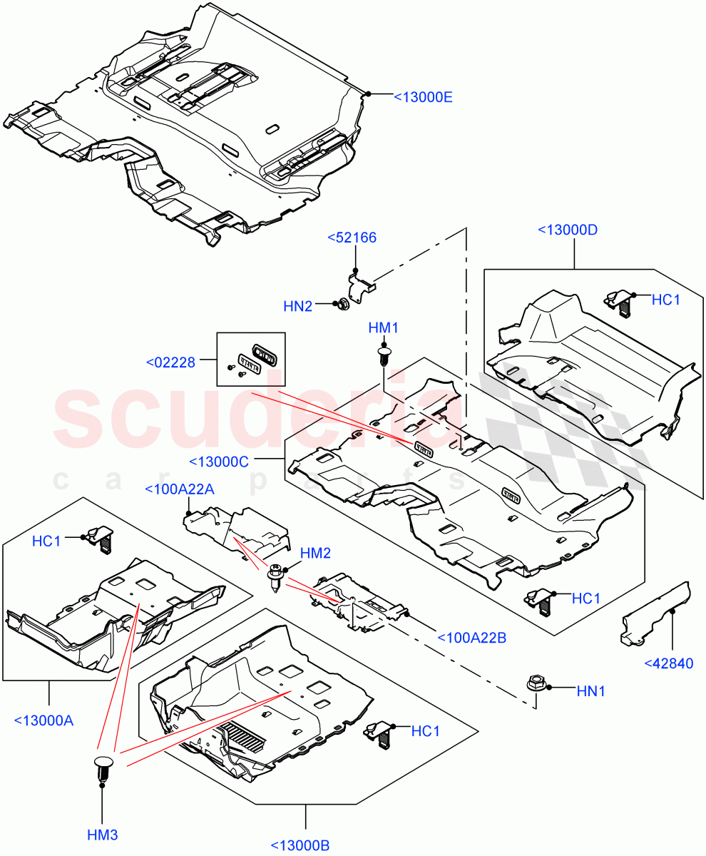 Floor Trim (Floor Carpets, Solihull Plant Build) ((V) FROMHA000001) of Land Rover Land Rover Discovery 5 (2017+) [3.0 I6 Turbo Petrol AJ20P6]