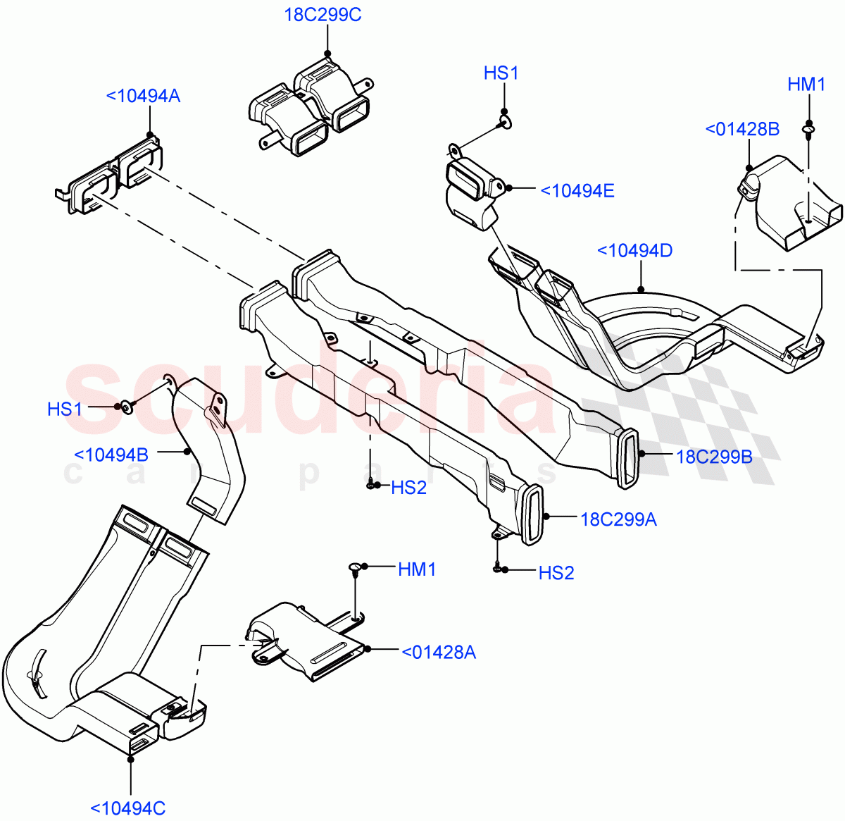 Air Vents, Louvres And Ducts (Floor, Nitra Plant Build, Internal Components) ((V) FROMM2000001) of Land Rover Land Rover Discovery 5 (2017+) [3.0 DOHC GDI SC V6 Petrol]