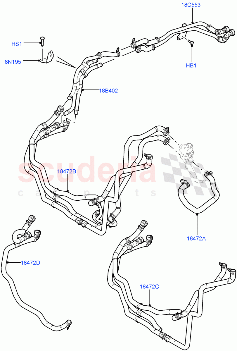 Heater Hoses (3.0L 24V DOHC V6 TC Diesel) ((V) FROMAA000001) of Land Rover Land Rover Range Rover Sport (2010-2013) [5.0 OHC SGDI NA V8 Petrol]