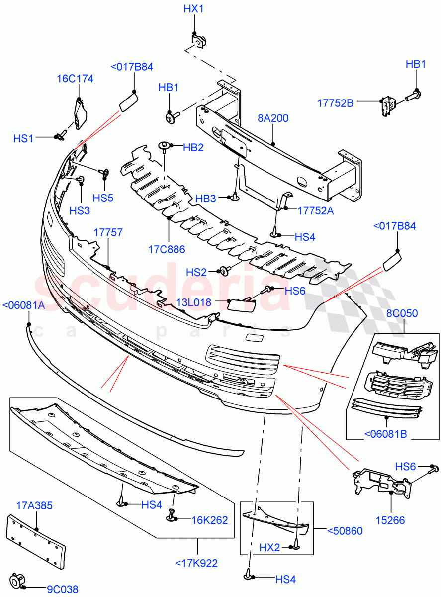 Radiator Grille And Front Bumper ((V) TOHA999999) of Land Rover Land Rover Range Rover (2012-2021) [3.0 DOHC GDI SC V6 Petrol]