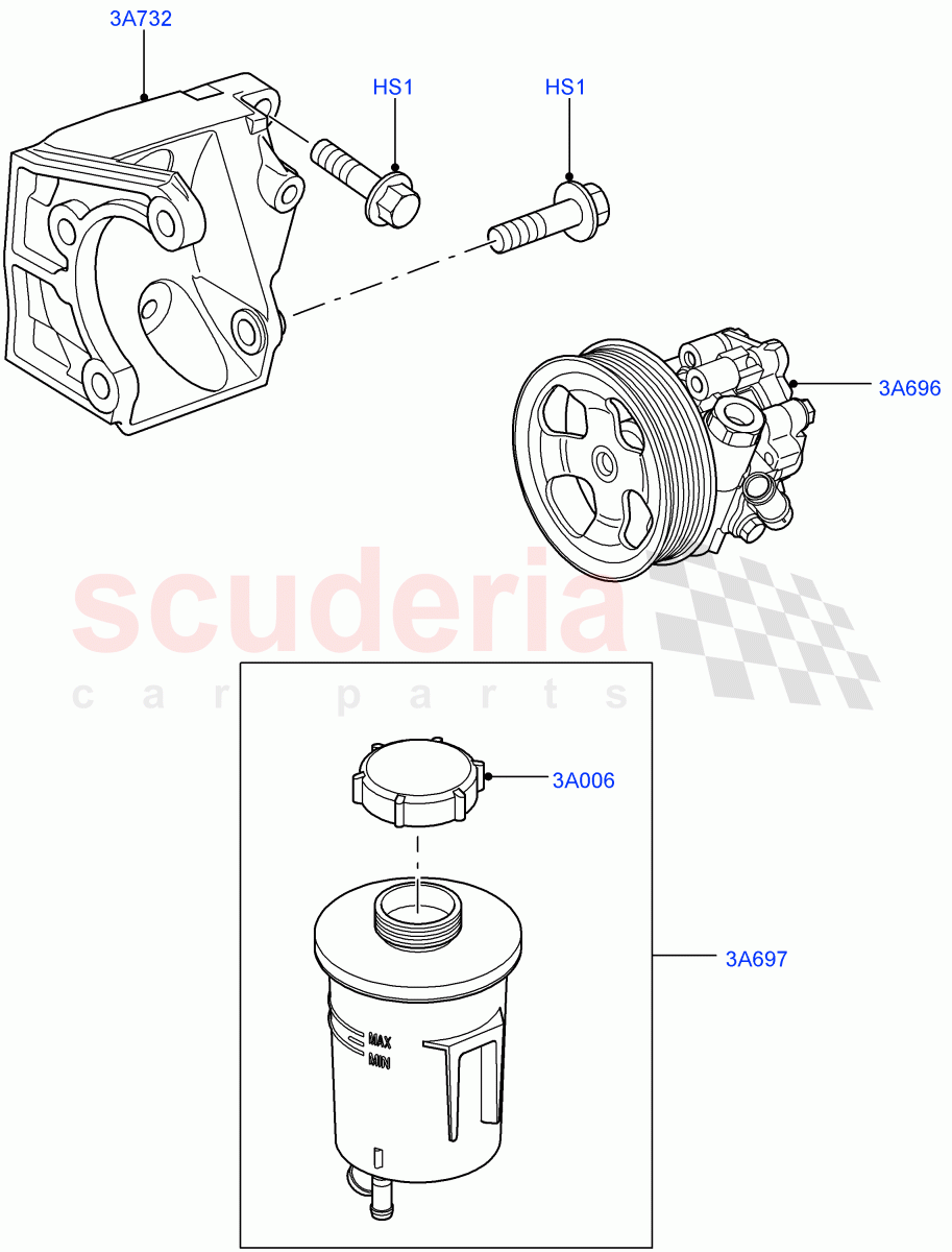 Power Steering Pump Mounting (3.0 V6 Diesel) ((V) FROMAA000001) of Land Rover Land Rover Discovery 4 (2010-2016) [3.0 DOHC GDI SC V6 Petrol]