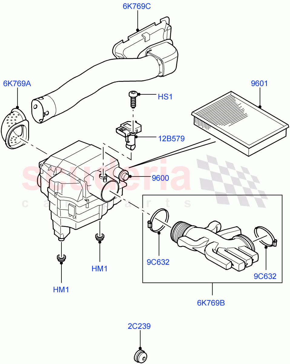Air Cleaner (AJ Petrol 4.2 V8 Supercharged) of Land Rover Land Rover Range Rover Sport (2005-2009) [4.2 Petrol V8 Supercharged]