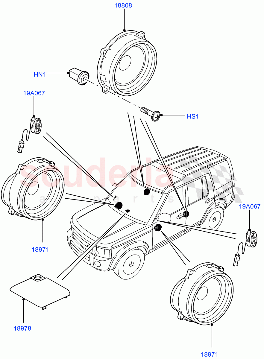Speakers (Standard Audio (Base)) ((V) FROMAA000001) of Land Rover Land Rover Discovery 4 (2010-2016) [3.0 DOHC GDI SC V6 Petrol]